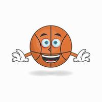 personnage de mascotte de basket-ball avec expression de sourire. illustration vectorielle vecteur