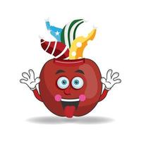 le personnage mascotte pomme devient un clown. illustration vectorielle vecteur