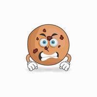 personnage de mascotte de cookies avec une expression en colère. illustration vectorielle vecteur