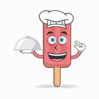 le personnage mascotte de crème glacée rouge devient un chef. illustration vectorielle vecteur