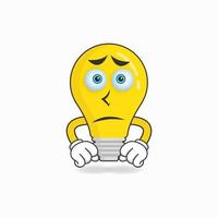 personnage de mascotte d'ampoule avec une expression triste. illustration vectorielle vecteur