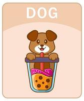 flashcard alphabet avec personnage de dessin animé de chien mignon. vecteur