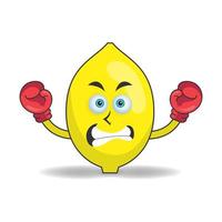 personnage mascotte citron avec équipement de boxe. illustration vectorielle vecteur