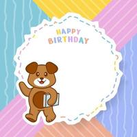 carte de voeux de joyeux anniversaire avec un personnage de dessin animé de chien mignon. illustration vectorielle vecteur