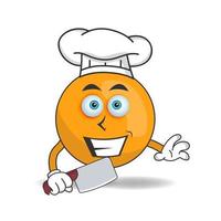 le personnage mascotte orange devient chef. illustration vectorielle vecteur