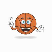 personnage de mascotte de basket-ball avec expression de sourire. illustration vectorielle vecteur