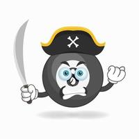 le personnage mascotte boule de billard devient pirate. illustration vectorielle vecteur