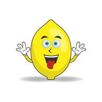 personnage de mascotte de citron avec une expression riante et une langue collante. illustration vectorielle vecteur