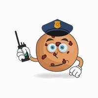 le personnage mascotte des cookies devient un policier. illustration vectorielle vecteur