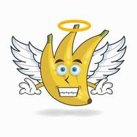 personnage mascotte banane habillé comme un ange. illustration vectorielle vecteur