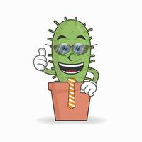 le personnage mascotte cactus devient un homme d'affaires. illustration vectorielle vecteur