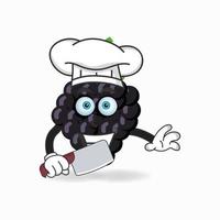 le personnage mascotte raisin devient chef. illustration vectorielle vecteur