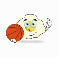 le personnage de mascotte d'oeuf devient un joueur de basket-ball. illustration vectorielle vecteur