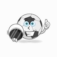 le personnage mascotte du ballon de football devient astronaute. illustration vectorielle vecteur