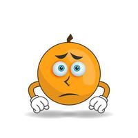 personnage de mascotte orange avec une expression triste. illustration vectorielle vecteur