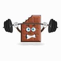 personnage de mascotte au chocolat avec équipement de fitness. illustration vectorielle vecteur
