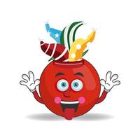 le personnage mascotte tomate devient un clown. illustration vectorielle vecteur