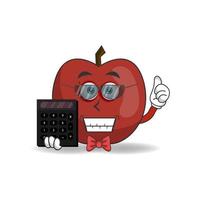 le personnage mascotte pomme devient comptable. illustration vectorielle vecteur