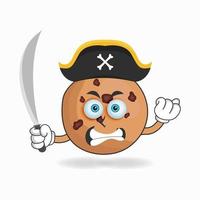 le personnage mascotte des cookies devient un pirate. illustration vectorielle vecteur