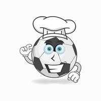 le personnage mascotte du ballon de football devient un chef. illustration vectorielle vecteur