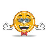 le personnage mascotte orange devient un homme d'affaires. illustration vectorielle vecteur