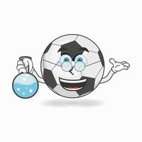 le personnage mascotte du ballon de football devient un scientifique. illustration vectorielle vecteur