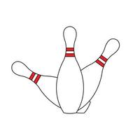 illustration vectorielle trois quille de bowling sport de vecteur de conception de style de couleur bon pour l'icône de sport