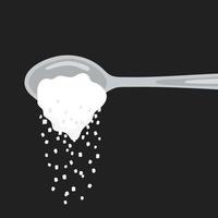 verser une cuillère à sucre pleine de cristaux de poudre de sel ou d'illustration vectorielle de sucre. vecteur