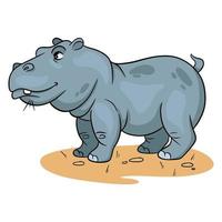 hippopotame drôle de personnage animal en style cartoon. vecteur