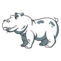 hippopotame drôle de personnage animal dans le style de ligne. vecteur