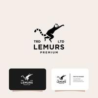 lémuriens noirs premium ring tail logo vectoriel avec carte de visite