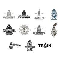 ensemble de Facile ancien vieux locomotive train logo conception modèle illustration. vecteur