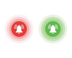 sonnerie cloche Icônes dans vert et rouge cercle formes. vecteur illustration.