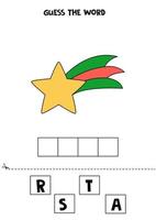 jeu d'orthographe pour les enfants. étoile de Noël de dessin animé. vecteur