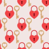 modèle sans couture à la Saint-Valentin. clé et cadenas du coeur vector illustration