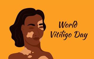 journée mondiale du vitiligo. affiche, dépliant, bannière. une jeune femme atteinte de vitiligo. illustration vectorielle plane vecteur