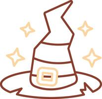 icône de deux couleurs de ligne de chapeau de sorcière vecteur