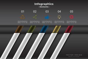 élément de conception de modèle d'infographie avec bouton tube et fond sombre vecteur