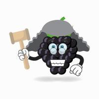 le personnage mascotte raisin devient juge. illustration vectorielle vecteur