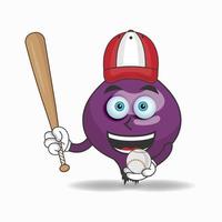 personnage mascotte oignon violet avec équipement de jeu de baseball. illustration vectorielle vecteur
