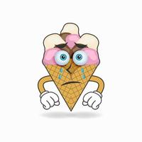 personnage de mascotte de crème glacée avec une expression triste. illustration vectorielle vecteur