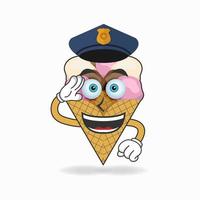 le personnage mascotte de la crème glacée devient un policier. illustration vectorielle vecteur