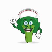 le personnage mascotte brocoli devient infirmière. illustration vectorielle vecteur