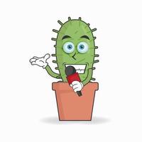 le personnage mascotte cactus devient un hôte. illustration vectorielle vecteur