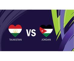 le tadjikistan et jordanie rencontre drapeaux cœur asiatique nations 2023 emblèmes équipes des pays asiatique Football symbole logo conception vecteur illustration