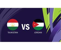 le tadjikistan et jordanie rencontre drapeaux emblèmes asiatique nations 2023 équipes des pays asiatique Football symbole logo conception vecteur illustration