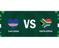 cap verde et Sud Afrique rencontre drapeaux cœur africain nations 2023 emblèmes équipes des pays africain Football symbole logo conception vecteur illustration