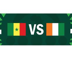 Sénégal et Ivoire côte rencontre drapeaux africain nations 2023 emblèmes équipes des pays africain Football symbole logo conception vecteur illustration