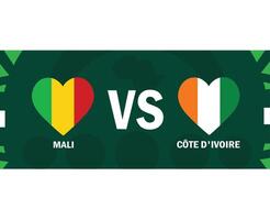 mali et Ivoire côte rencontre drapeaux cœur africain nations 2023 emblèmes équipes des pays africain Football symbole logo conception vecteur illustration