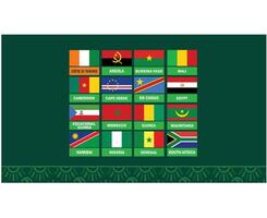 emblèmes drapeaux africain nations 2023 équipes des pays africain Football symbole logo conception vecteur illustrationv